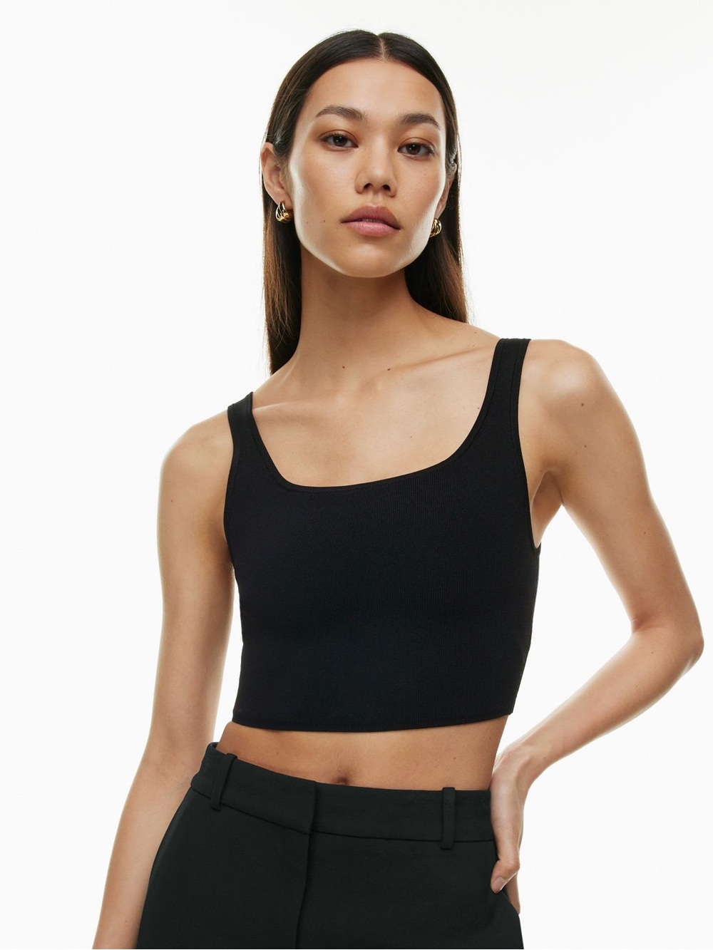 EUC Aritzia Babaton Sculpt Knit Squareneck Cropped Tank In Half Milano stitch